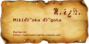Miklóska Ágota névjegykártya